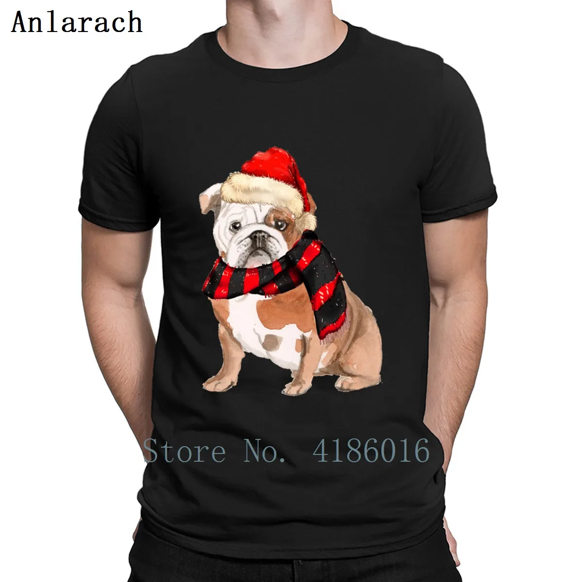 Bulldog inglese Del Cane di Natale Cappello da Babbo Natale T Shirt Pazzo  di Costruzione di Cotone di Stile di Estate di Famiglia Annata Lavorato A  Maglia Formato S 5xl Camicia|T-Shirts| -