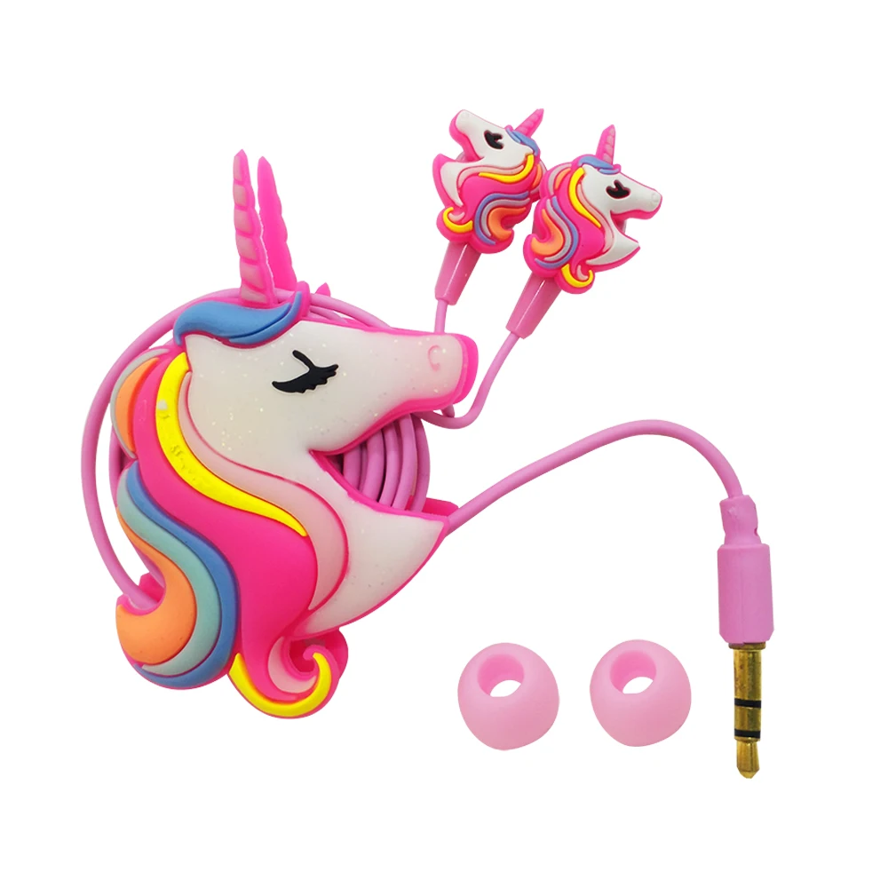 

Funny Colorful Unicorn Wired Headphones With Winder Cable Organizer