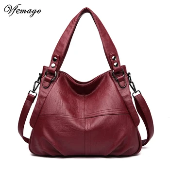 

Vfemage Leather Ladies Handbag Female Messenger Bag Designer Crossbody Bag for Women Large Capacity Casual Tote Bolsa Feminina