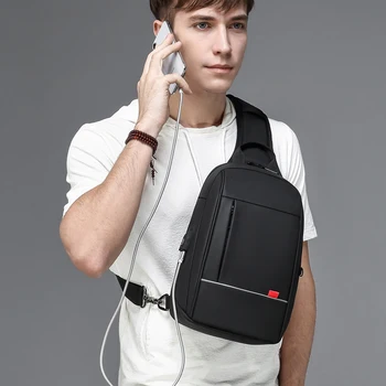 

9.7" iPad Sports Shoulder Bag for Men Crossbody Bags USB Charging Chest Pack Waterproof Messenger Sport Bag Women Male Sling Bag