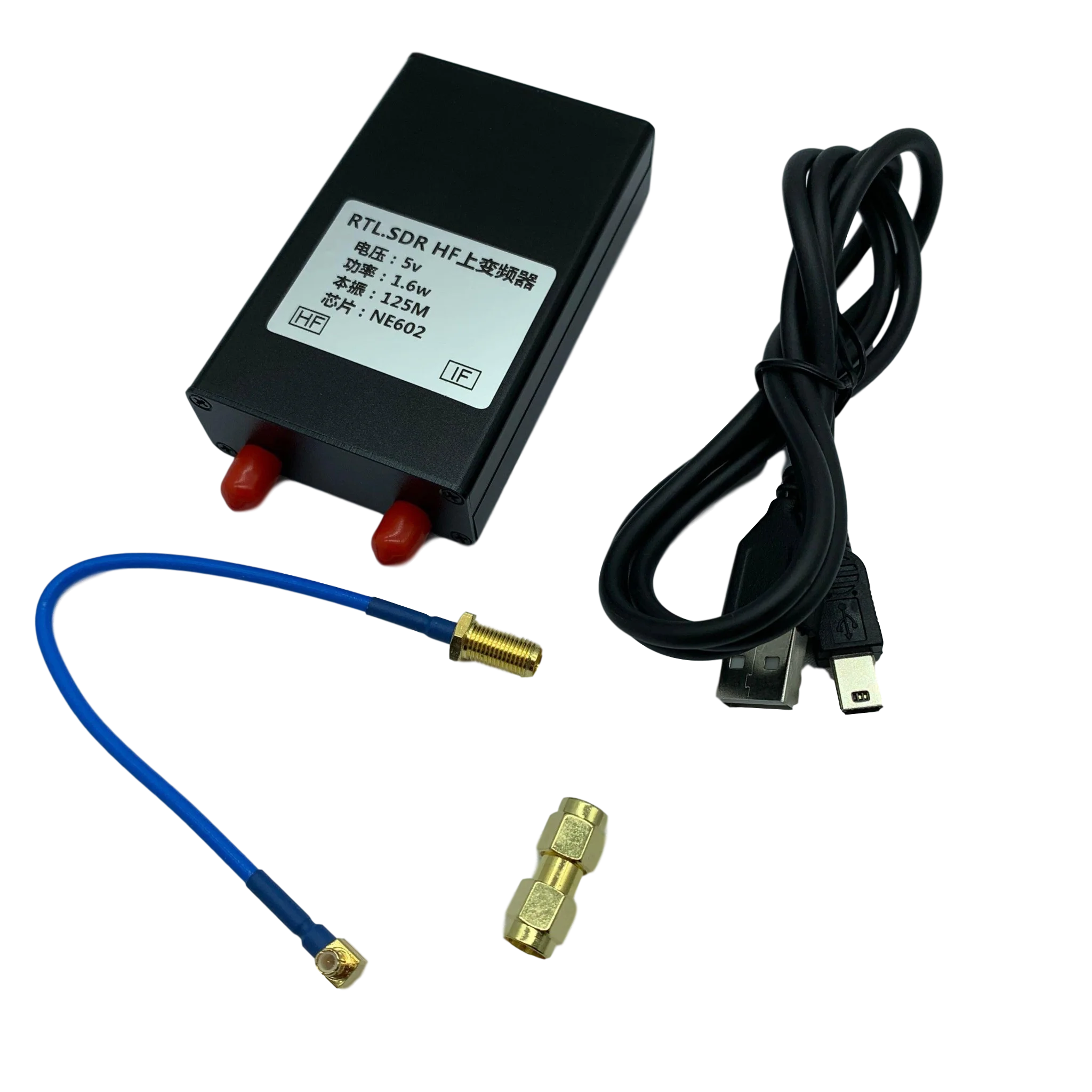 Graootoly RTL-SDR HF Up Converter NE602 125 MHZ 1.6 W Up Converter Metal Up Converter 150K-30MHZ voor RTL2383U RTL-SDR Ontvanger met Aansluitkabel