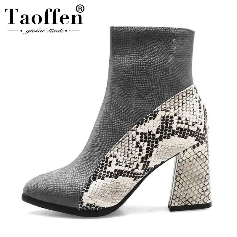 Taoffen/женские ботильоны зимние теплые ботинки Короткие Плюшевые на молнии грубом