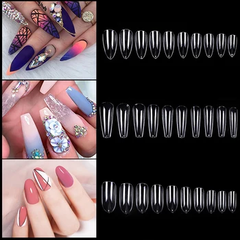 

500Pcs/Box Clear French Fake False Nails ABS Artificial Nature Transparent Long Nails Nail Tips Full Cover Detachable