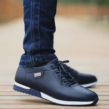 

Men's PU Leather Business Casual Shoes for Man Outdoor Breathable Sneakers Male Fashion Loafers Walking Footwear Tenis Feminino