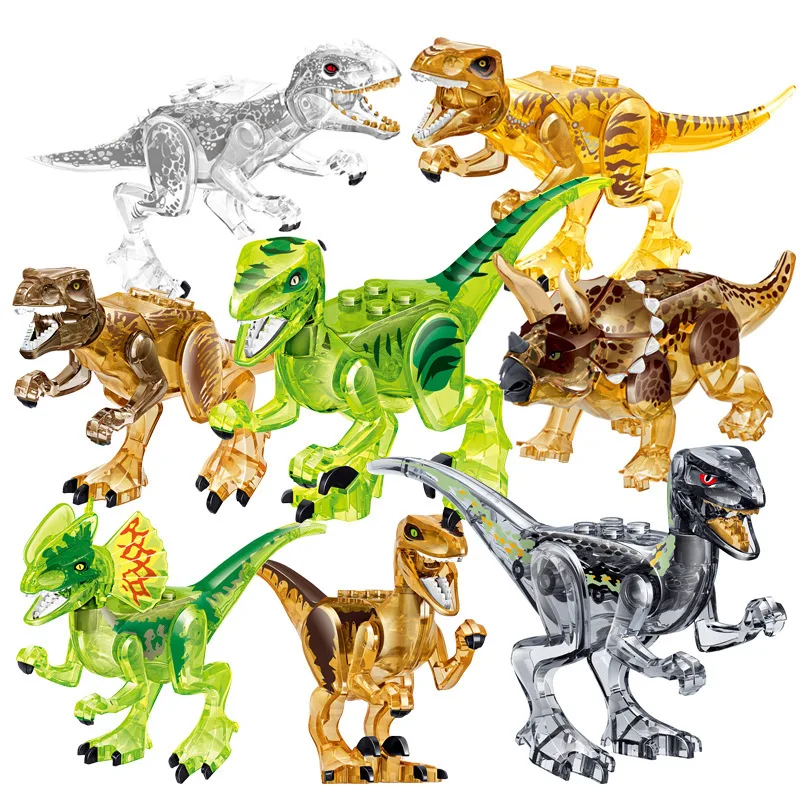 

8pcs/set Dinosaur Building Blocks Model Legoing Jurassic World Velociraptor Pterosauria Pterosauria Triceratops Raptor Kids Toys
