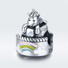 Fit Pandora браслет серебро 925 эмаль Радуга торт Единорог бусины S925 милые облака Детские подвески в виде лошадок для изготовления ювелирных изделий