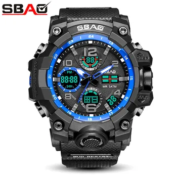 SBAO-Reloj deportivo Digital para Hombre, pulsera con luz LED, resistente al agua, con función electrónica de choque, para exteriores