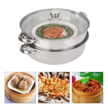 

High-Quality Stainless Steel Cookware 27cm/11in 2-Layer Steamers Pot Cooker Double Boiler Soup Steaming Pot Double Soup Steamers