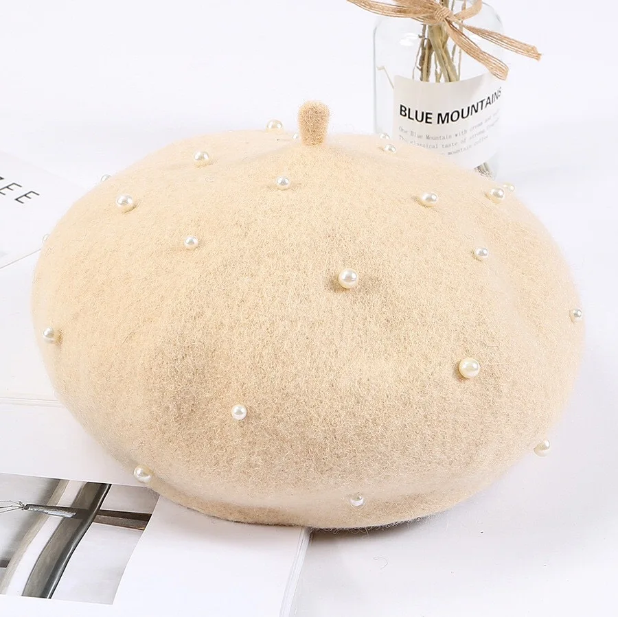 Autumn and winter new beret starry pearl beret pumpkin cap french hats women boina beret hat boinas para mujer french hat