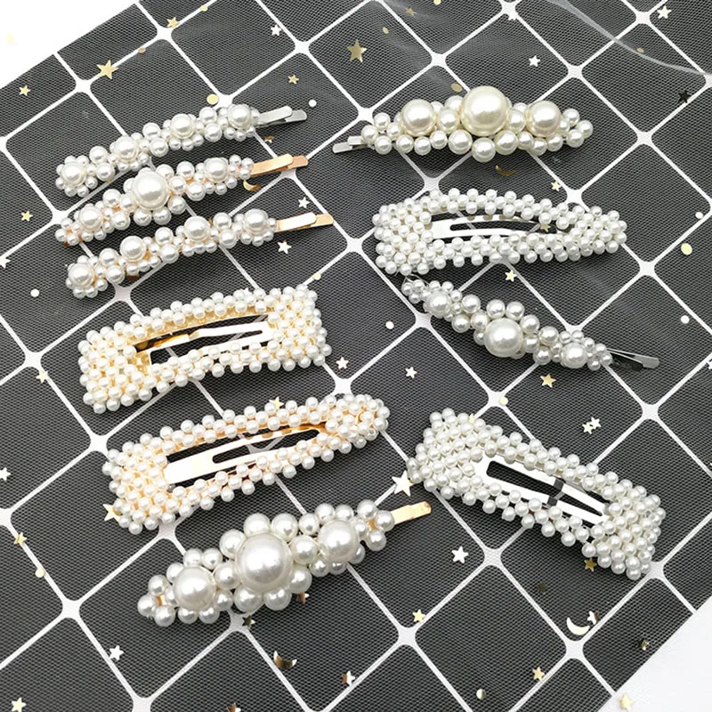 1PC Korean Fashion Pearl Hair Clips for Women Girls Elegant Snap Barrettes Hairpins Hairgrips Hair Accessories Styling Tools