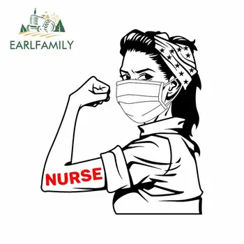 

EARLFAMILY 13cm x 11.1cm for Nurse Car Sticker DIY Personality Vinyl Decal Graphics RV VAN Vehicle Windshield Decoration