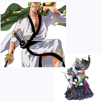 

One Piece GK Action Figure Model Kimono Roronoa Zoro Three-knife Fighting Skill Anime Model Wano Country Pvc 30cm Collection Toy