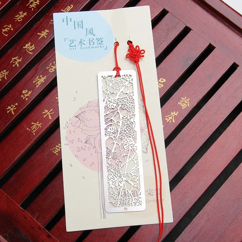 Multifunctional Hollow Metal Bookmark Stainless Steel Ruler Chinese Style Tab for Books