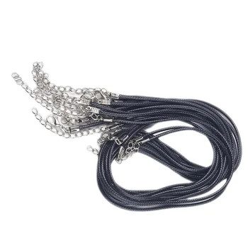 

100pcs Black Wax Leather Cord Necklace Rope Chain Clasp String Thread Cable Jewelry Making Accessories