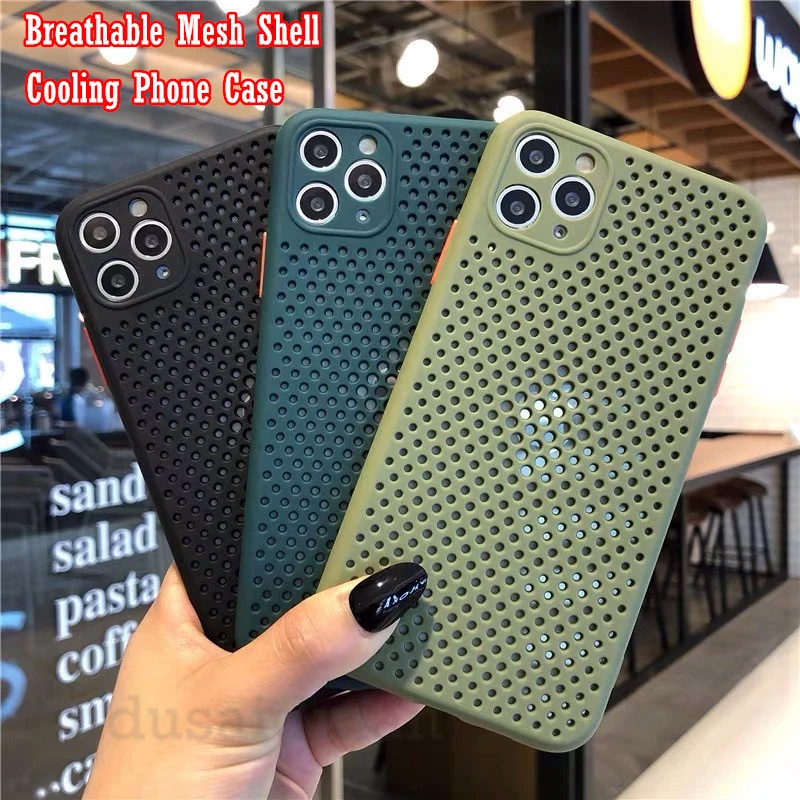 Cooling Case For iPhone iPhone 12 13 Pro 11 X XS Max XR 6 6s 7 8 Plus 12 mini SE 2020 Breath Mesh Cover Heat Dissipation Shell iphone 11 wallet case