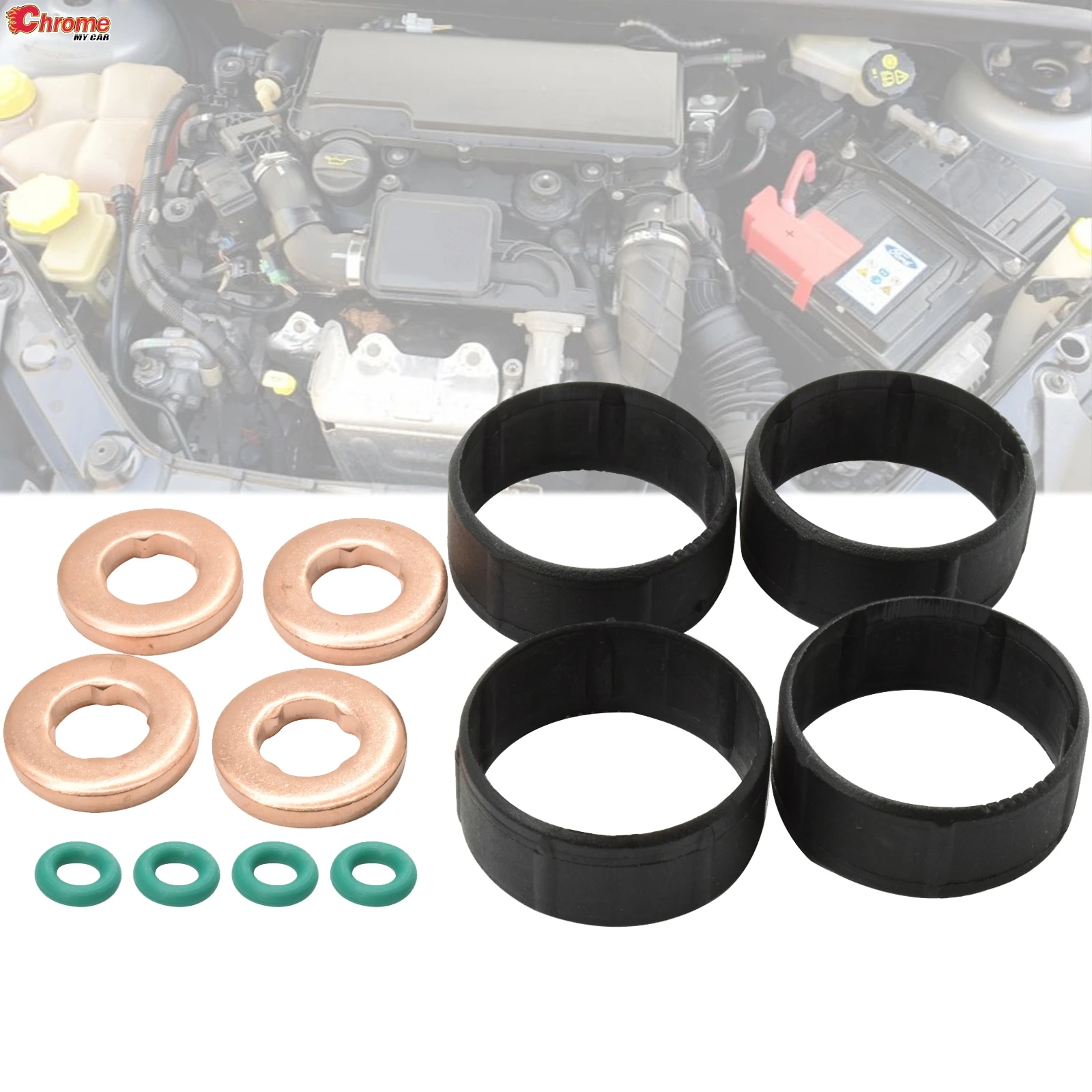 FOR PEUGEOT 107 206 207 307 FUEL INJECTOR SEAL WASHER O RING SET 2004 2005 2006 2007 2008 2009 2010 2011 1.4 HDi 1399CC ENGINE