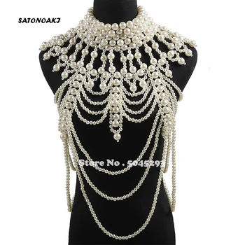 

SATONOAKI Wedding Bolero Luxury Short Beading Pearl Crystals Wedding Wrap Jacket for Evening Prom Fashion Women Accessories