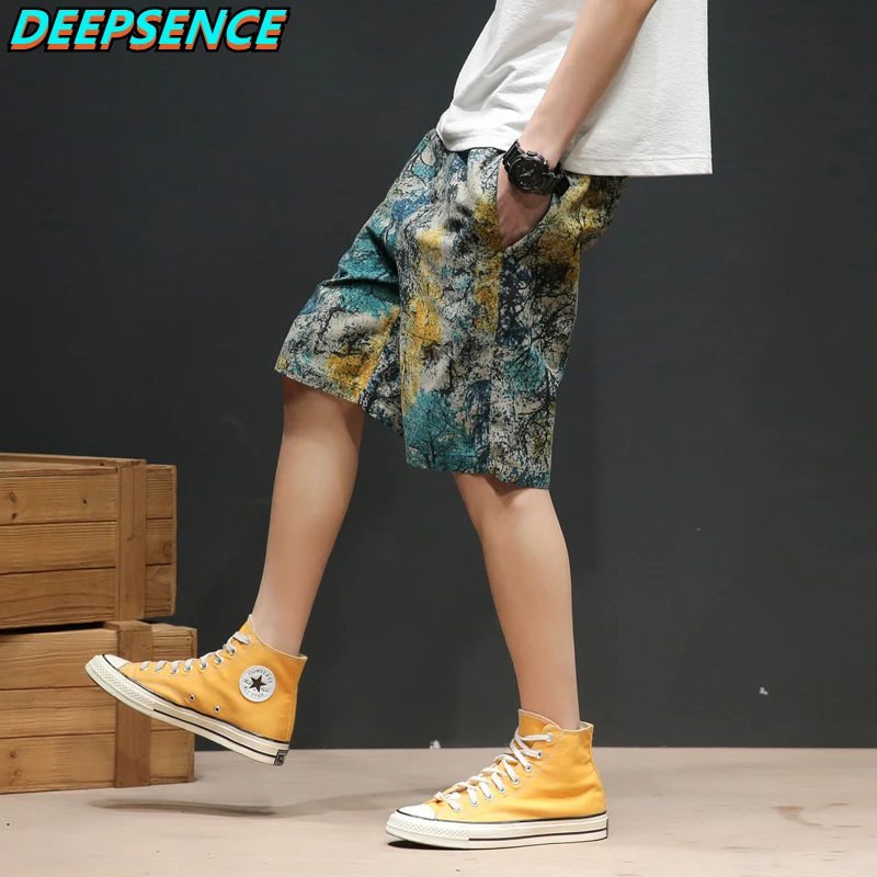 Pantalones cortos de algodón y poliéster con cordón para hombre, Shorts informales a la altura de la rodilla de estilo chino para primavera y verano