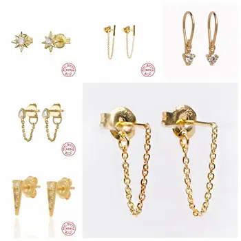 

stud earrings 925 Sterling Silver Chain Tassel stud Earrings for Women Wedding Gifts Sterling-silver-Fine jewelry A30