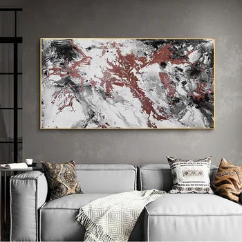 

Abstract Red Texture Canvas Poster Print Modern Wall Art Pictures Marble Wall Paintings for Living Room Home Decor Unframed