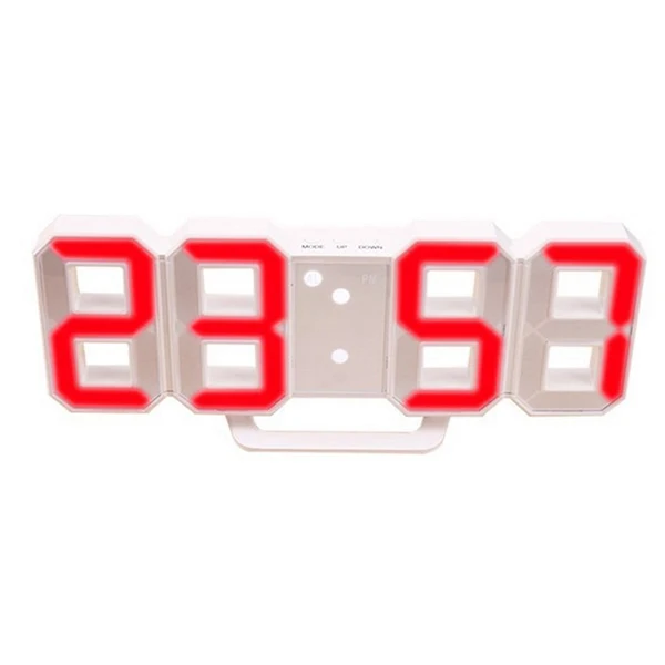 3D светодиодный настенные часы современный дизайн цифровые настольные часы будильник ночник Saat reloj de pared часы для дома гостиной украшения - Цвет: White red