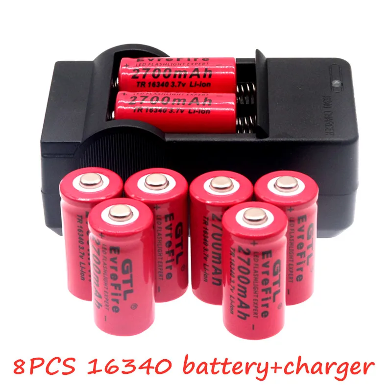 Новинка 16340 перезаряжаемая батарея 3,7 V Li-Ion CR123A светодиодный фонарик зарядное устройство 16340 CR123A батарея - Цвет: Белый