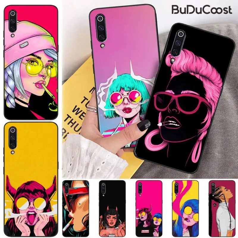 

Fashion bad girl Black Cell Phone Case For Xiaomi Mi 9 9T CC9 CC9E 8 SE Pro A2 Lite 6X 5 A3 A1 Max Mix 2 3