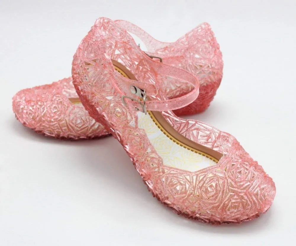 Синие сандалии для девочек «Эльза»; Детские аксессуары для принцессы; фиолетовая обувь «Спящая красавица»; Розовая прозрачная обувь из ПВХ Авроры