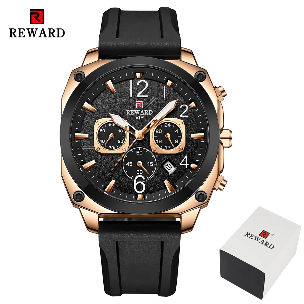 2022 New REWARD Mens Watches Top Luxury Brand Chronograph Waterproof Military Men Quartz Sport Wristwatch+Box Relogio Masculino 