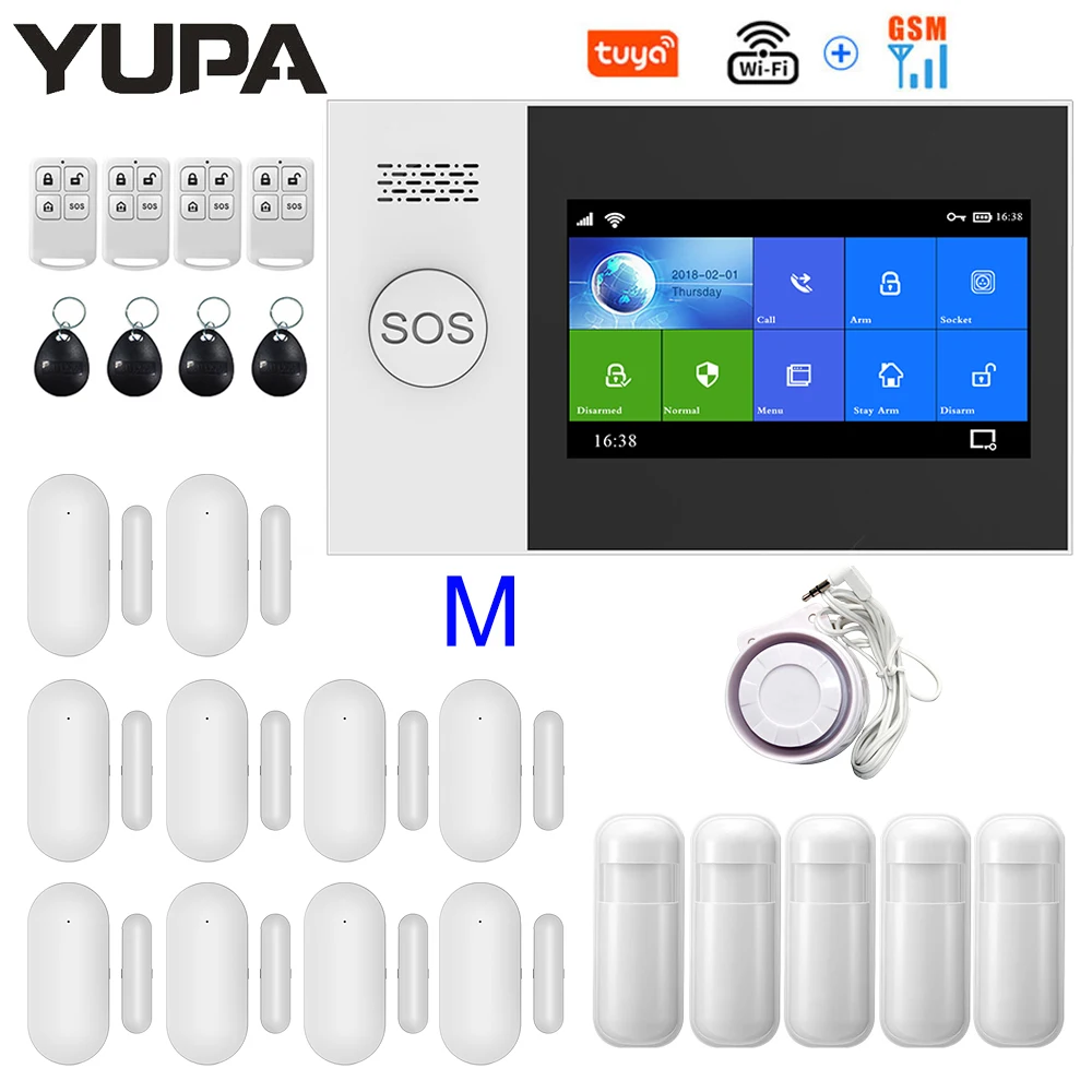 Wireless Wifi GSM GPRS Home Security Alarm System With 4 Wired Defense