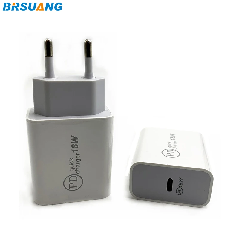 50 шт./лот BRSUANG 18 Вт USB-C Быстрая зарядка usb type-C PD зарядное устройство EU/US Разъем для samsung S10 Plus iPhone 11 huawei Xiaomi Oneplus