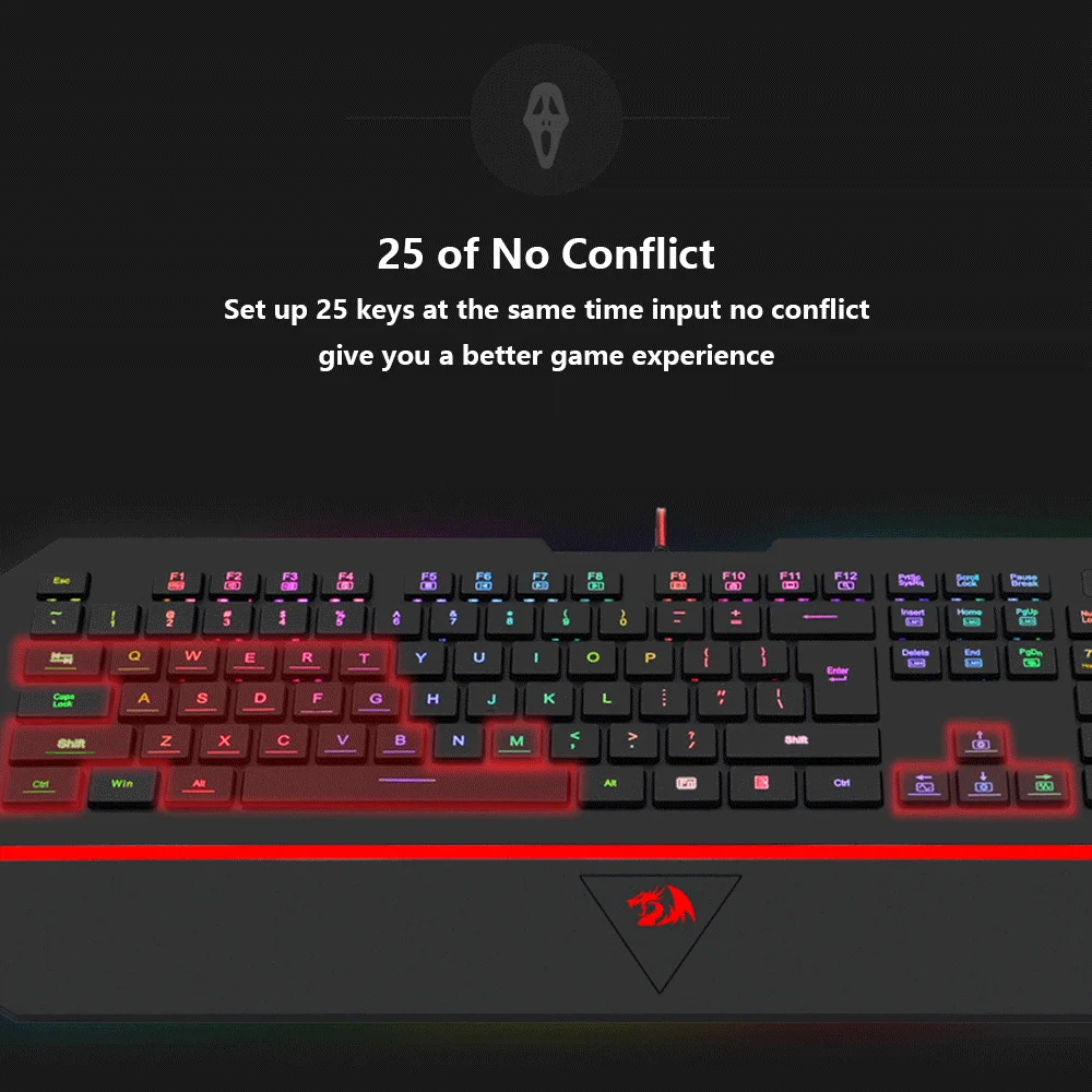 Wired Silent Game Keyboard Maxkey USB Hot Swappable RGB Backlight LED Backlit Hand Support Numeric for PC Tablet Laptop K502