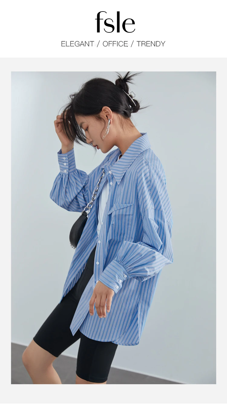 売れ筋商品|||サムス サムス シャツ レディース トップス ALBA  - Blouse - pearl blue Fsle Oversized Blue Striped Casual Blouse Shirt Women