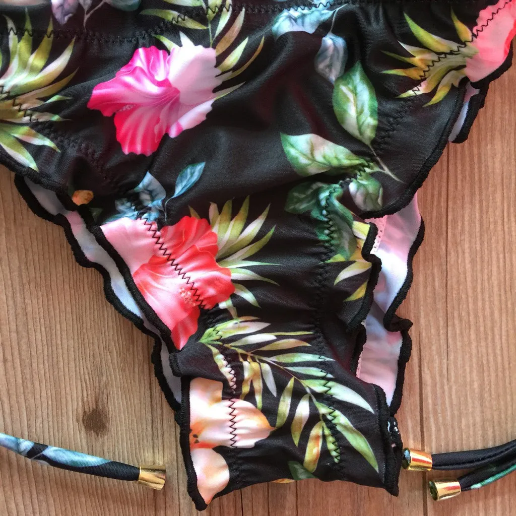 Женский цветочный полосатый купальник с принтом, бикини, стринги, открытая спина, купальник, бандаж, пляжная одежда, Mujer, летний костюм#30