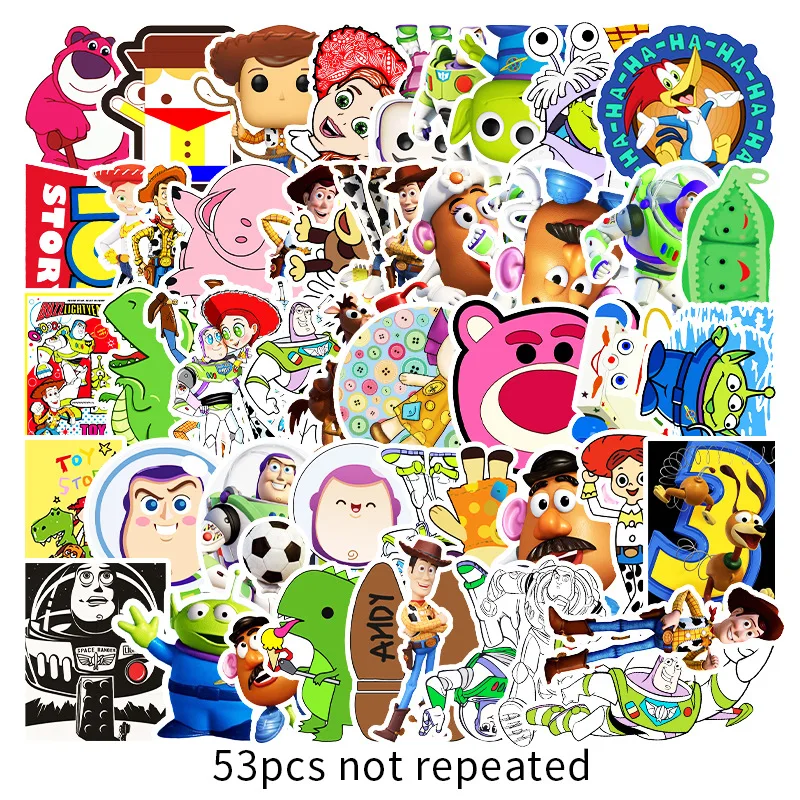 

10/53pcs/Pack Toy Story Disney Sticker aesthetical luggage refrigerator piano guitar not repeating cartoon graffiti stickers toy