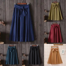 Новинка; трапециевидная юбка с бантом и рюшами; повседневная юбка средней длины