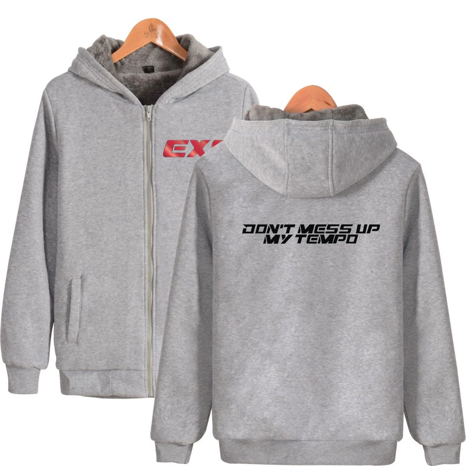 Newest Hot Sale 2018 EXO combination Team Thicken cotton Zipper Parkas Oversize Hoodies Winter Men/Women Kpop Warm Fashion Parka