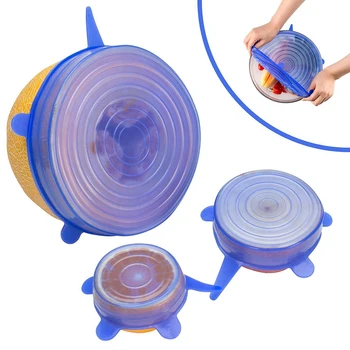 

6pcs/set Silicone Food Lid Kitchen Accessories Gadgets Stretch Universal Bowl Pot Pan Fruit Vegetable Preservation Kitchen Tool