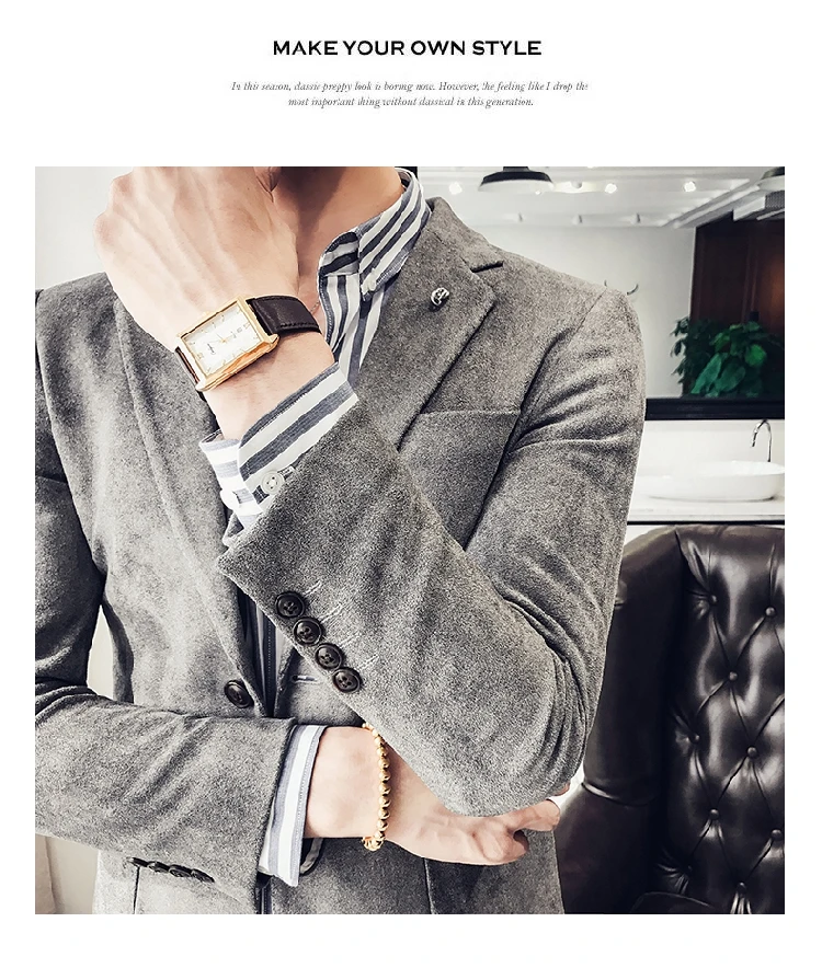 Оленья кожа Куртка Блейзер Masculino повседневный костюм куртка Корея Slim Fit пальто для мужчин ночной клуб сценический певец Veste костюм Homme