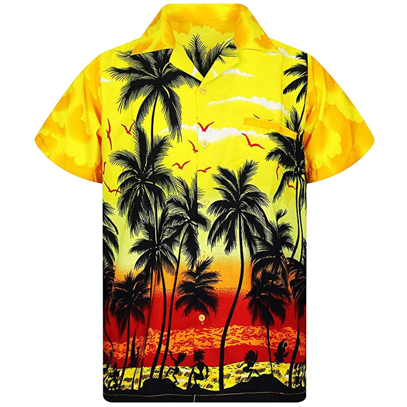 mens yellow hawaiian shirt