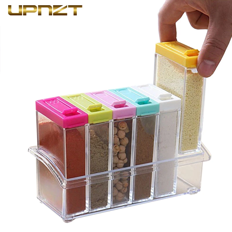 Kitchen Seasoning Bottles Boxes Jars 6Pcs/Set Plastic Spice Storage Organizer Box Salt Pepper BBQ Seasoning Bottles Kitchen Tool Kitchen Seasoning Bottles Boxes Jars 6Pcs/Set Plastic Spice Storage Organizer Box Salt Pepper BBQ Seasoning Bottles Kitchen Tool