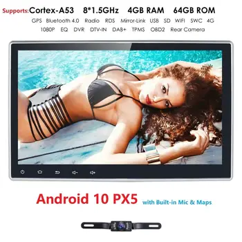 

4G RAM Android 10 Auto Radio Octa Core 10.1Inch 2DIN Universal Car DVD player GPS Stereo Audio Head unit Support DAB DVR OBD BT