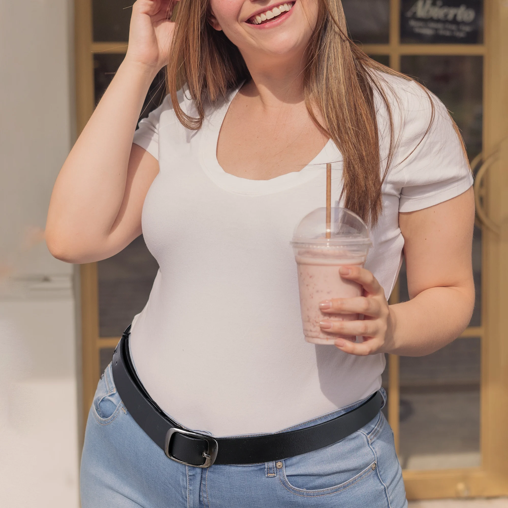 Plus Size Pu Women's Belt Target Buckle Denim Accessories Belt Light Luxury Retro Fashion Lady's Accessories Belt