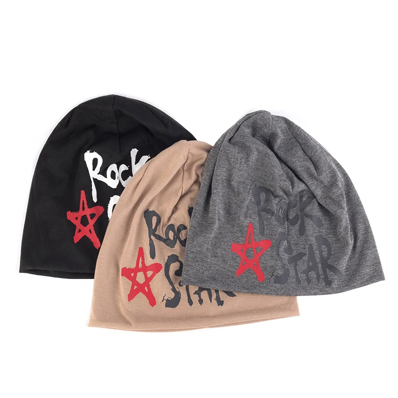 

Geebro Women Rock Red Star Print Elastic Skullies Beanies Men Knitted Baggy Warm Soft Hats Fashion Hip Hop Ski Caps Bonnet