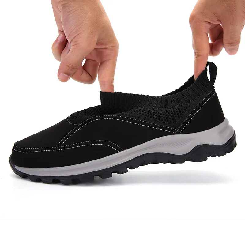 SMS New Men Hiking Shoes Outdoor Breathable Sneakers Slip-On Trekking Shoes Man Soft Non-slip Walking Sneakers Sport Shoes Male