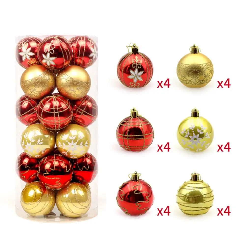 24PCS Christmas Ball Ornaments Christmas Tree Shiny and Glitter Ball Pendant for Shopping Mall Showcase Decoration