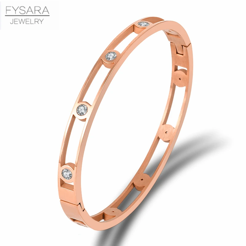 FYSARA, изящные браслеты с кристаллами, титановая сталь, браслет, золото, серебро, классический дизайн, хорошее ювелирное изделие для женщин