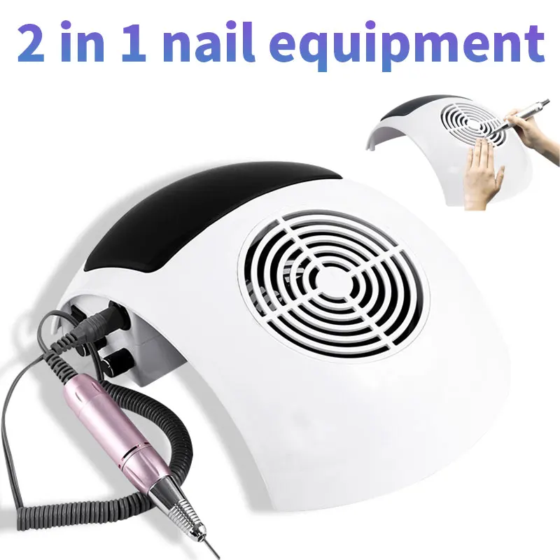 

2 in 1 Nail Art Equipment with Nail Drill Pen and Nail Dust Collector 80W Powerful Nail Art Salon Tools for Manicure Machine