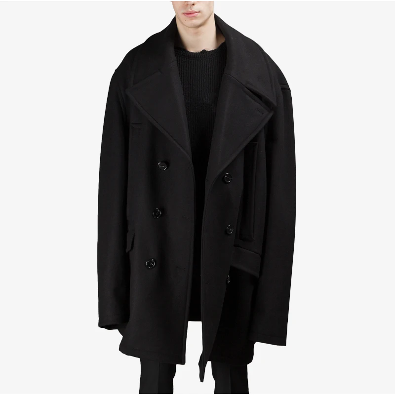

Extra loose mid-length coat wool cashmere autumn and winter thick coat large size profile OVERSIZE