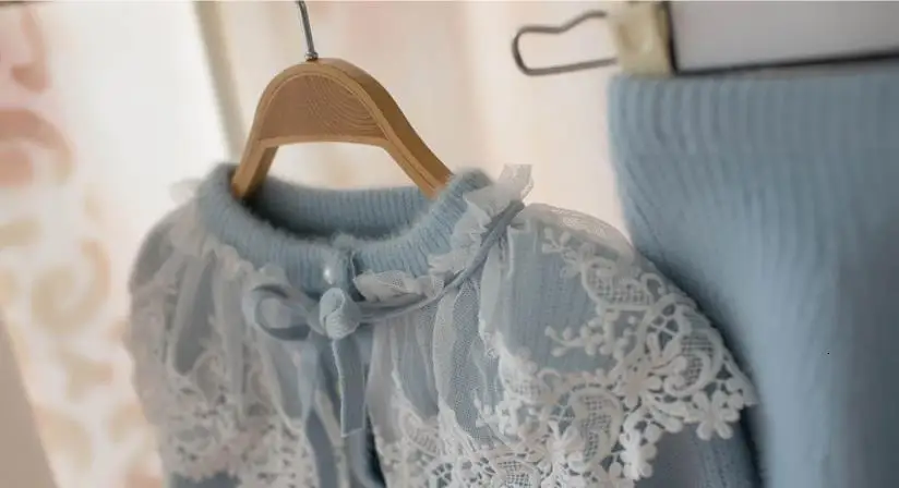 Baby girl clothes suit girls lace sweater suit autumn spring children's wear 2 sets of clothes children's clothing shirt jacket